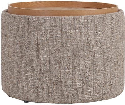 DÉJA Living Salontafel Angela Taupe/Naturel – Rond – Met Opbergruimte – Essenfineer – 55x55x42 cm