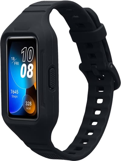 kwmobile smartwatch bandje en bumper van silicone - geschikt voor Huawei Band 9 / Band 8 7 6 Pro / Honor Band 7 6 - in zwart - Optimale bescherming