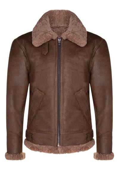 Bruine B3 WW2 schapenvacht leren pilotenjas voor heren - Seshego