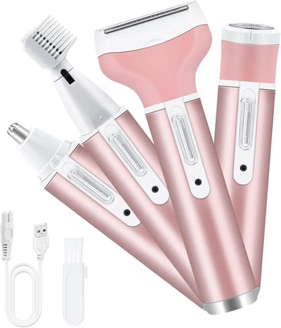 4-in-1 USB-oplaadbare ontharer – elektrisch scheerapparaat vrouwen - epileerapparaat dames – epilator gezicht - epilator dames – Voor ontharing van gezicht en lichaam – ABS – Roze