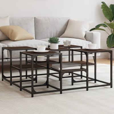 vidaXL - Salontafel - 91x91x40 - cm - bewerkt - hout - bruin - eikenkleur