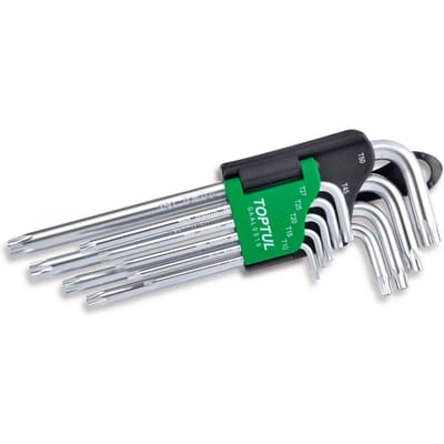 Zeskantsleutel set TORX TOPTUL 9Stk(T10 T15 T20 T25 T27 T30 T40 T45 T50) lang