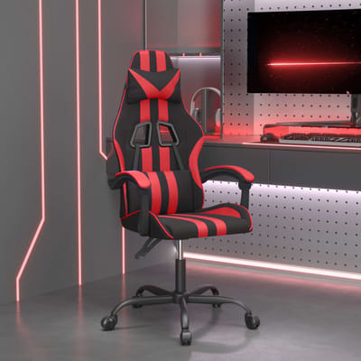 vidaXL - Gamestoel - draaibaar - kunstleer - zwart - en - rood