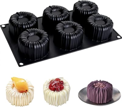 Cilinder siliconen bakvorm met 6 gaten voor desserts, mousse, taarten en chocoladecreaties, ideaal voor gelei en pudding