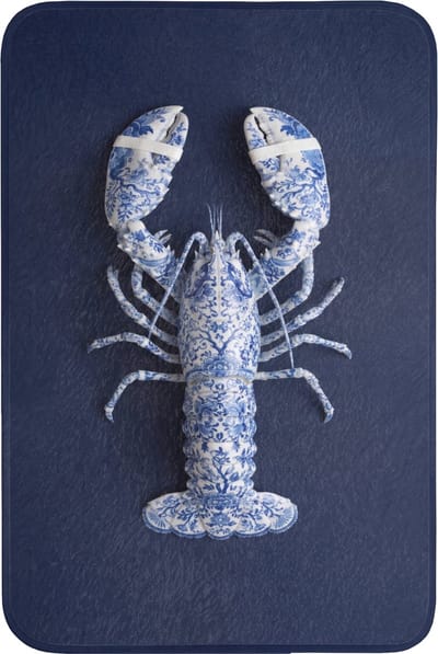 WC mat 60x90 cm - Antislip - Kreeft - Porselein - Delfts - Blauw - Toiletmat - Vloermat - Douchemat - Toilet tapijt - Toiletmatten