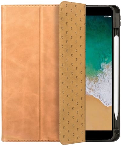 Rosso Elite Hoes Geschikt voor Apple iPad 10.2 / Pro 10.5 - 2-in-1 Echt Leer Book Case en Back Cover - Magnetisch Uitneembaar Hoesje - Beschermhoes Lichtbruin