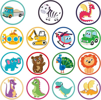 Stickers voor zindelijkheidstraining peuters - 30 stuks, 15 patronen dieren, kleurveranderend toiletsticker