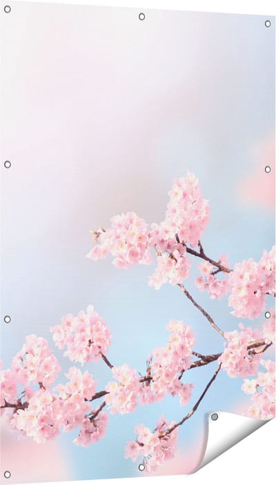 Gards Tuinposter Roze Bloesem Bloemen - 80x120 cm - Tuindoek - Tuindecoratie - Wanddecoratie buiten - Tuinschilderij