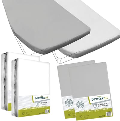Dexitex Textielpakket Frans bed 2 x Molton / 2 x hoeslaken LICHT GRIJS - LINKS