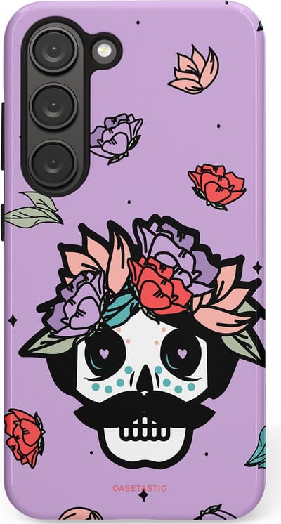Casetastic Hoesje Geschikt voor Samsung S23 - Stijlvolle Beschermende Duo-layer Case - Schedel Snor