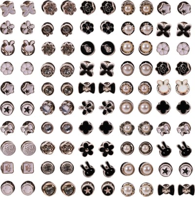 Fako Bijoux - 100x Pin Broche Mini - Steek Pin Knopen Set - 100 Mini Broches - 8-12mm - Silver, Gold, White & Black - 100 Stuks - Zilver, Goud, Wit & Zwart - Supermix