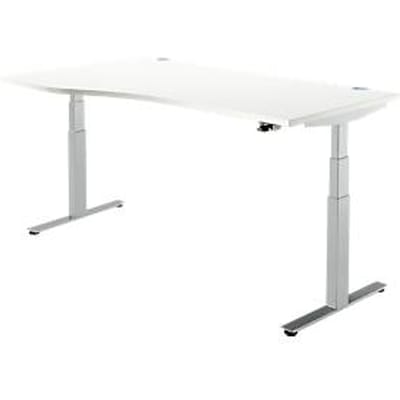Schäfer Shop  Select Bureautafel DRIVE UP 2, T-poot, vrije vorm, elektr. in hoogte verstelbaar, wit/blank aluminium