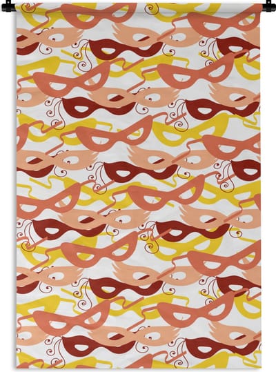 Wandkleed - Wanddoek - Masker - Patronen - Carnaval - 60x90 cm - Wandtapijt