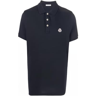 Moncler SS22 Recht gesneden effen kleur polo shirt Heren tops Blauw 8A000098455677X S black