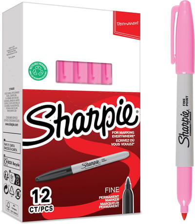 Sharpie permanente markers | Fijne punt | roze inkt | 12 stuks