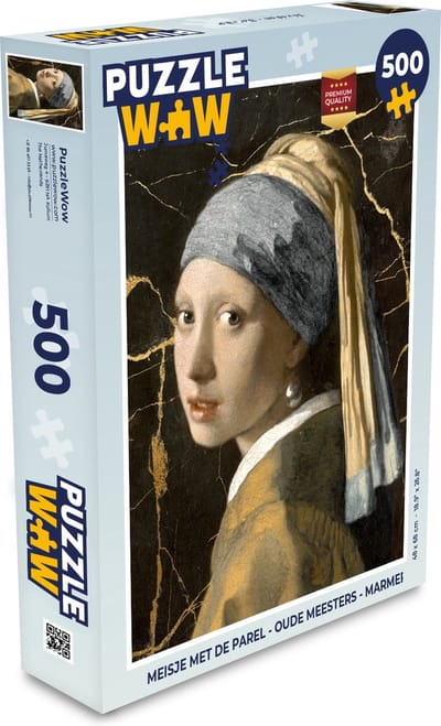 Puzzel Meisje met de parel - Oude meesters - Marmer print - Legpuzzel - Puzzel 500 stukjes