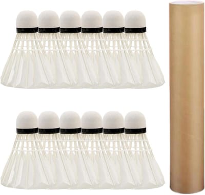 Badminton Shuttles - Sportballen Vliegbestendig - Buiten Sporten - Versterkte Duurzame Basis - 12 Stuks - Wit