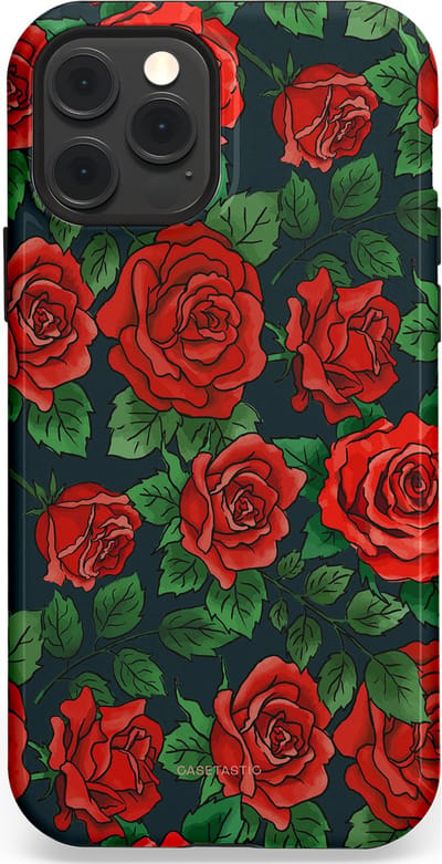 Casetastic Hoesje Geschikt voor Apple iPhone 12/12 Pro Magsafe - Stijlvolle Beschermende Duo-layer Case - Rozen rood