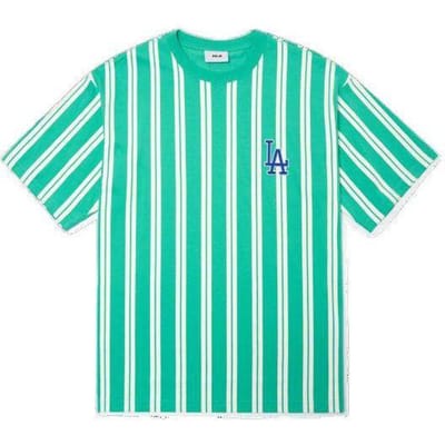 T-shirt à Manches Courtes Col Rond Imprimé Rayures Color Block Logo Brodé Boston Red Sox MLB Unisexes Vert Menthe 3ATS67023-07MTS L white