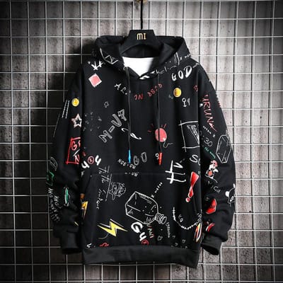 Heren Hoodies Heren Lente Anime Graffiti Sweatshirt Mannelijk Hip Hop Harajuku Japans Streetwear L white