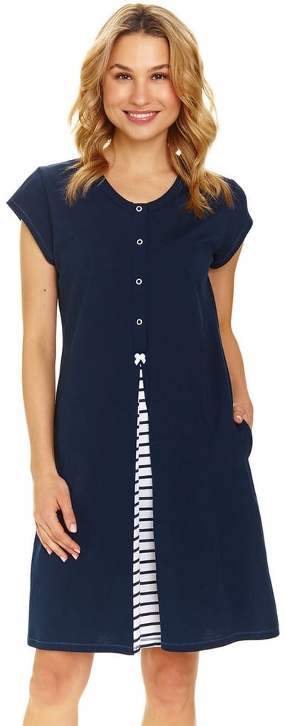 Doctor Nap Katoenen Nachthemd Borstvoeding Zwangerschap Nachtkleding Navy Blue TCB.9703 42 / XL