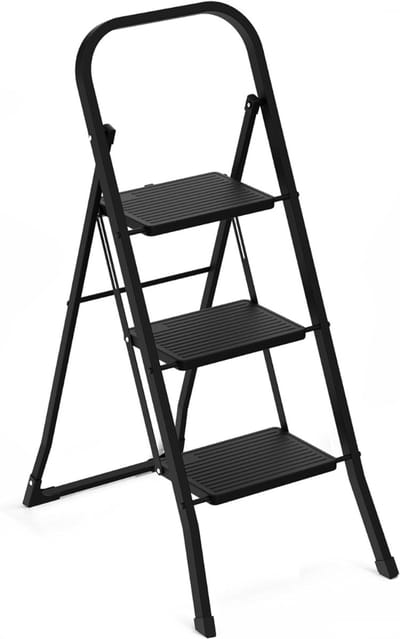 DnA® Huishoudtrap - Keukentrap - Huishoudtrap 3 Treden - Zwart - 46cm x 71cm x 105cm