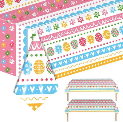 Grote Pasen Tafelkleed Set van 2, Waterdichte Rectangulaire Tafelkleed voor Feestdecoratie, Ideaal voor Kinderen en Volwassenen, Perfect voor Paasfeest en Buitenevenementen