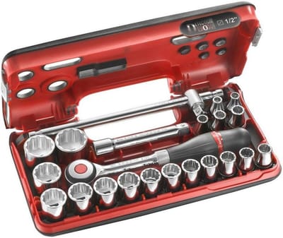 22-delige 1/2 inch Dopsleutelset, 12-kant, Roze - DBOX S.360DBOX412