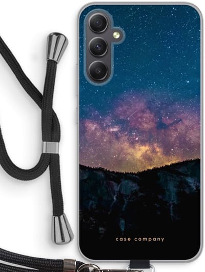 Case Company® - Hoesje met koord geschikt voor Samsung Galaxy A34 hoesje met Koord - Travel to space - Telefoonhoesje met Zwart Koord - Bescherming aan alle Kanten en Over de Schermrand
