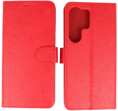 Hoesje Geschikt voor Samsung Galaxy S25 Ultra - Book Case Telefoonhoesje - Kaarthouder Portemonnee Hoesje - Wallet Case - Rood