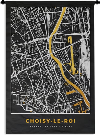 Wandkleed - Wanddoek - Plattegrond – Kaart – Stadskaart – Frankrijk – Choisy-le-Roi - 120x180 cm - Wandtapijt
