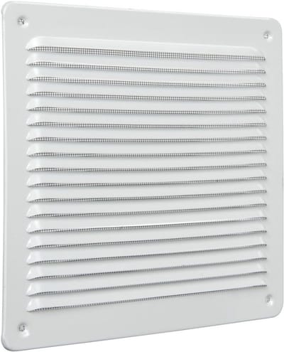 Ventilatierooster Aluminium - Vierkant Rooster - Ventilatie Verbeteren - Met Insectennet - 228x228 mm - Wit