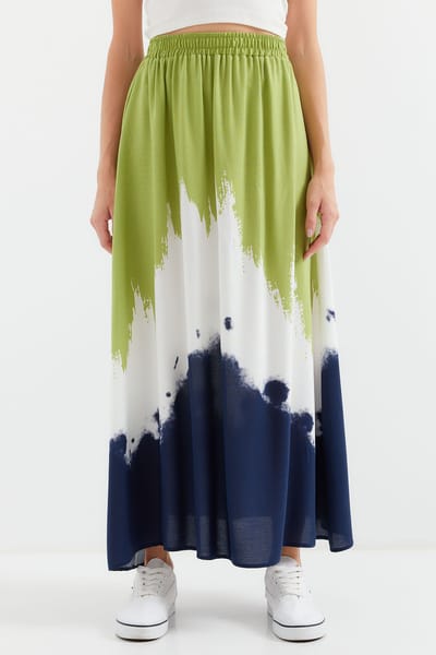 Gradient Maxi Rok met Elastische Taille