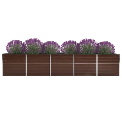 vidaXL - Plantenbak - verhoogd - 400x80x77 - cm - gegalvaniseerd - staal - bruin
