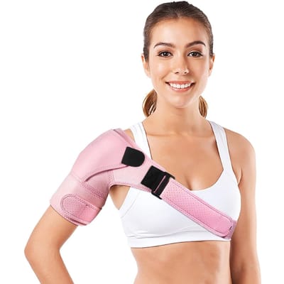 Attelle d'épaule réglable pour hommes femmes Support pour blessures de la coiffe des rotateurs Tendinite Arthrite Entorses Soulagement Confort M/L rose