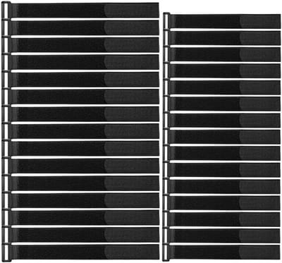 Set van 30 Zwarte Nylon Kabelbinders, Herbruikbare en Verstelbare Kabelriemen voor Organisatie en Beheer van Kabels (20cm/30cm)