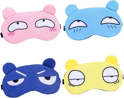 4 Stuks Schattige Cartoon Oogmaskers voor Slaap, Verstelbare Blindfold voor Volwassenen en Kinderen, Ideaal voor Reis en Donkerte