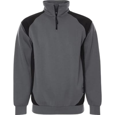 Fristads Sweater met korte rits 7048 GSM - Grijs/Zwart - XS