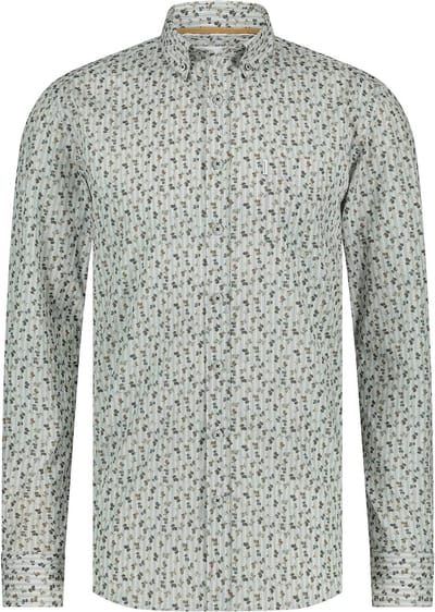 State Of Art Overhemd Poplin Print Lichtblauw - Maat M - Heren - Overhemden Casual