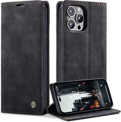 CaseMe Hoesje - Geschikt voor iPhone 14 Pro Hoesje - CaseMe 013 Book Case - Zwart