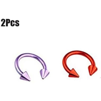 2 Stuks Kegel Spikes Hoefijzer Rond Septum Neusring Chirurgisch Staal Tepelringen Neus Septum Wenkbrauw Oor Piercing Lichaams Sieraden red