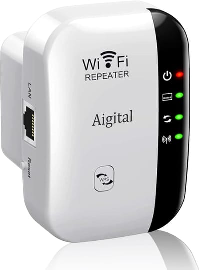 WLAN-versterker/repeater (300 Mbit/s, Ethernet-poort, WPS, AP-modus, compact ontwerp, uitschakelbare led, compatibel met alle WLAN-apparaten), wit