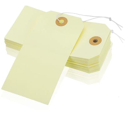 Allecto - Prijstags - 50 Stuks - Geel - Label Hangers - Perfect voor Kleding en Sieraden - Robuuste Papierkwaliteit - Voor Markten en Cadeaus