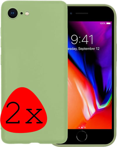 Hoesje - 2 Stuks - Geschikt voor Apple iPhone 7 - Sterk & Shockproof - Case Siliconen - Back Cover - Telefoon Hoes - Groen