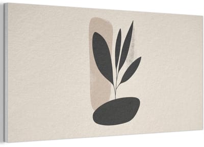 Akoestisch wandpaneel 80x40 cm - Vilt schilderij Plant - Beige - Japandi - Akoestische panelen - Geluidsdempende wanddecoratie - Geluidsisolatie woonkamer - Muurdecoratie geluidspanelen