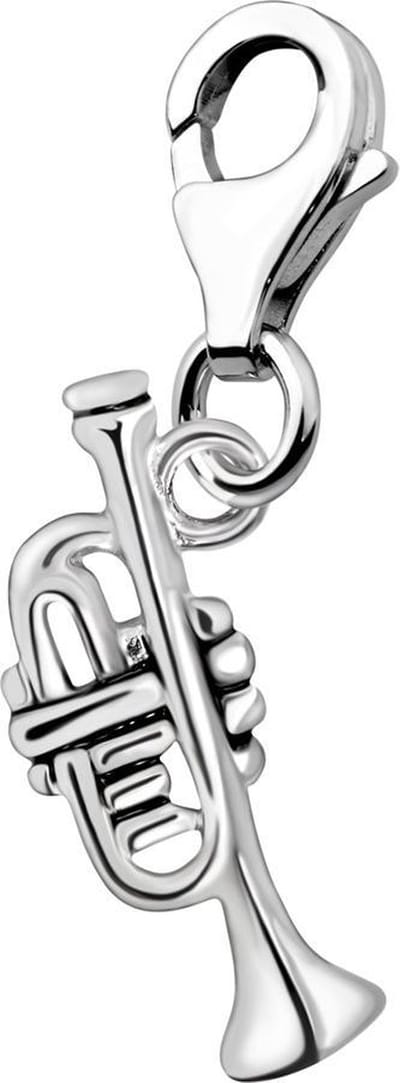 Quiges – 925 - Zilver – Charm - Bedel - Hanger - 3D Muziek Instrument Trompet - met – sterling - zilver - karabijnslot - geschikt - voor -Bedelarmband HC104