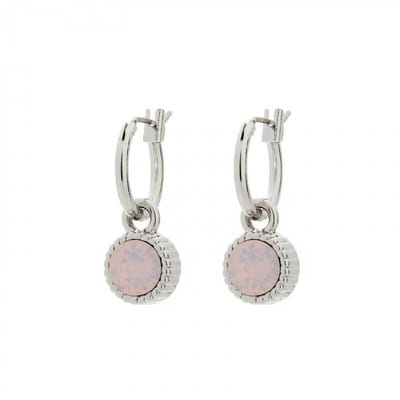 Biba Hang Oorbellen Zilver met Swarovski Steentje Rose W. Opal