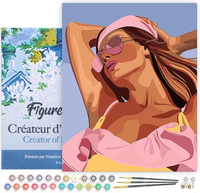 Figured'Art Schilderen op Nummer Volwassenen met lijst Zonovergoten meisje- Handwerk acrylverf Kit DIY Compleet - 40x50cm Canvas al ingelijst