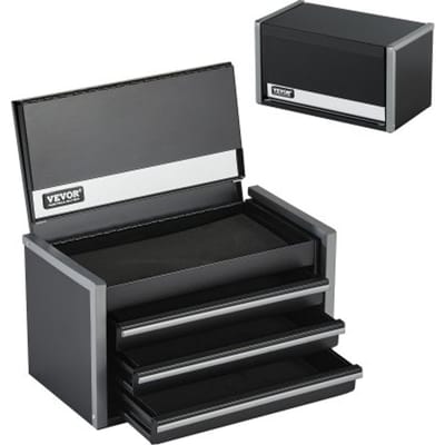 VEVOR Gereedschapskist 218,4 x 118 x 120 mm, Gereedschapskist met 3 laden, Gereedschapskoffer met EVA-inzetstukken en PP-voetkussens, Robuust staal met kogellageropening en poedercoating, Zwart
