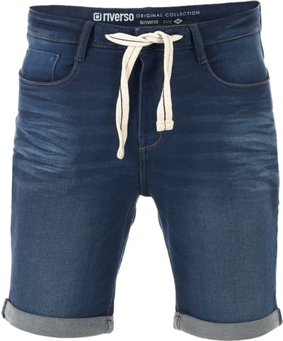 riverso Heren Short Broeken RIVPaul regular/straight Fit Blauw W 46 Volwassenen Stretch Jeans Korte Broek